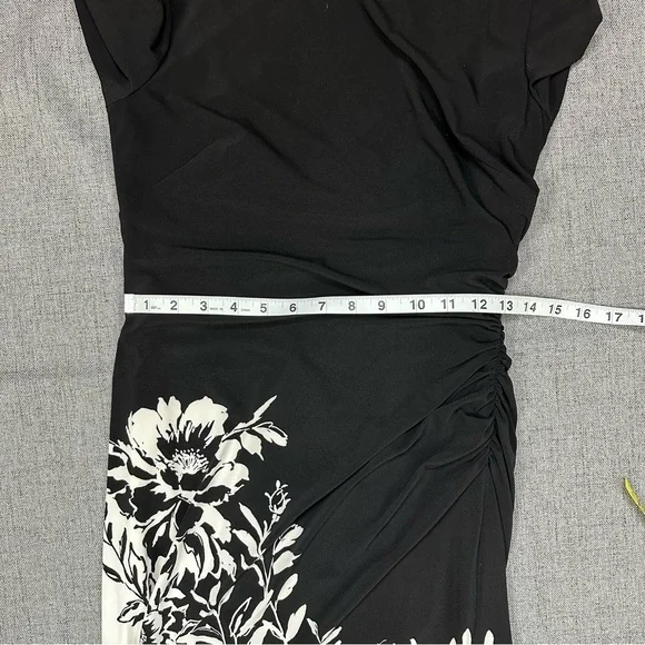 Lauren Ralph Lauren Black and White Side Ruched Dress Women's Size 4P - Picture 14 of 14